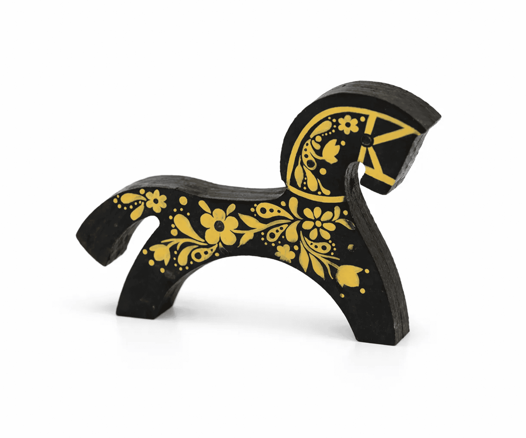 Деревянная лошадка, чёрно-золотая