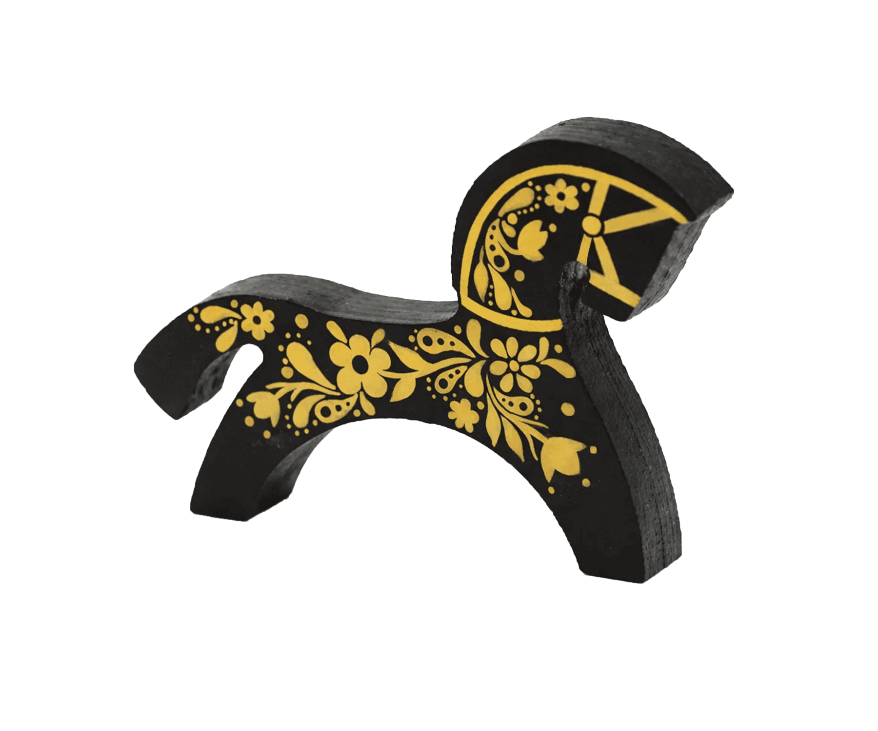 Деревянная лошадка, чёрно-золотая