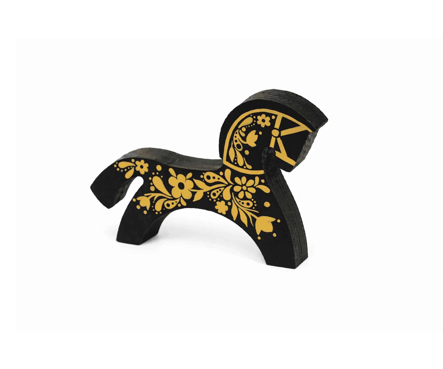Деревянная лошадка, чёрно-золотая