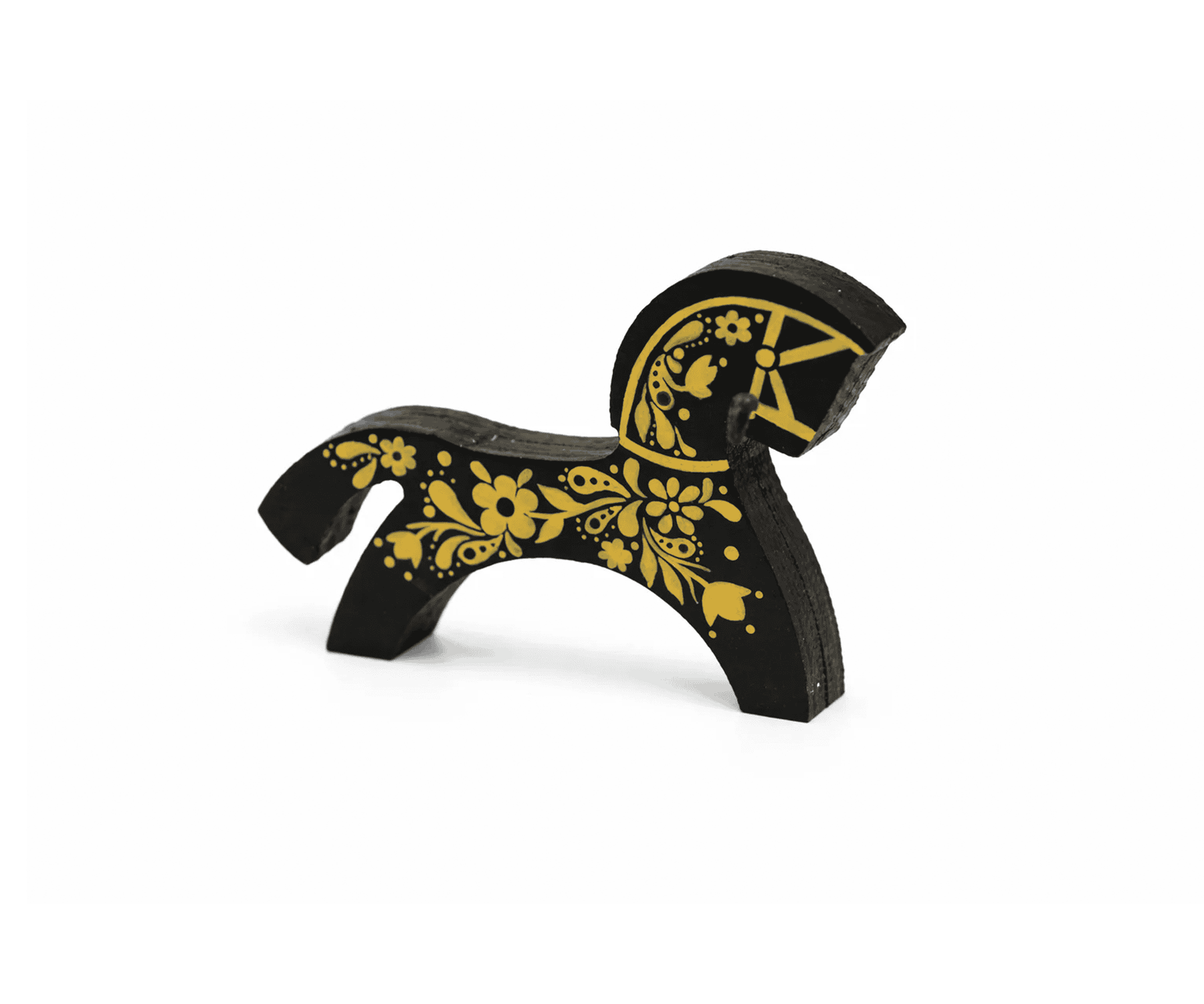 Деревянная лошадка, чёрно-золотая